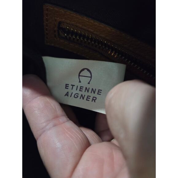 Etienne Aigner Large Logo Brown Preppy Vintage Leather Crossbody Handbag - Picture 11 of 13